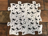 Jigsaw Coasters / Saucepan Trivet Black and White Ceramic with Cute Flamingo Design