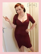 Merlot, Burgundy Sexy 40s Vintage Inspired Bombshell Sweet Heart Wiggle Bodycon Dress by Cerys' Closet