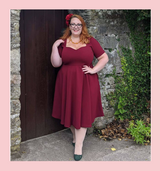 LIMITED EDITION Colour 50s Vintage Inspired Vera Sweet Heart Swing Dress by Cerys' Closet in Burgundy