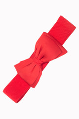 50s Vintage Inspired Elasticated Waspie Satin Bow Belt - Red