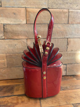 40S AND 50S CLASSIC PINUP ROCKABILLY VINTAGE INSPIRED PATENT FAN TOP OPENING STYLE HANDBAG - RED 40S AND 50S CLASSIC PINUP ROCKABILLY VINTAGE INSPIRED PATENT FAN TOP OPENING STYLE HANDBAG - RED