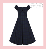 Collectif Dolores Doll Vintage 50s Inspired Swing Dress In Green Tartan Blackwatch Check