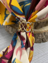 Diamante Encrusted Infinity Loop Scarf Ring - Gold