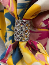 Mini Criss Cross Cut Out Scarf Ring - Silver