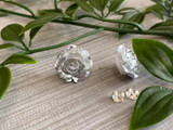 Handmade By Sue Resin Rose Earrings with Stainless Steel Post Studs - Silver