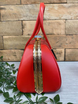 40S AND 50S CLASSIC PINUP ROCKABILLY VINTAGE INSPIRED FAUX CROC HANDBAG - Red