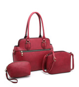 3 Piece Handbag Set with Detachable Shoulder Strap