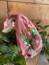 Hand Finished Embroidered Pink Floral Hairband by Powder