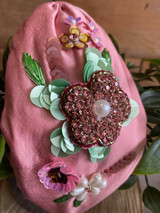 Hand Finished Embroidered Pink Floral Hairband by Powder