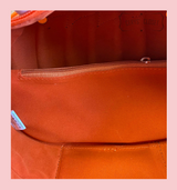 Orange Patent Pumpkin Handbag with Detachable Shoulder Strap at Cerys' Closet