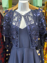 1920s Inspired Sequin and Beaded Capelet / Wrap / Cape  - Navy