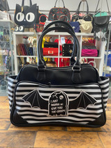 JUST WANT TO GIVE YOU THE CREEPS BLACK AND WHITE STRIPED HANDBAG WITH DETACHABLE SHOULDER STRAP