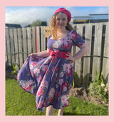 LIMITED EDITION PRINT 50s Vintage Inspired Vera Sweet Heart Swing Dress by Cerys' Closet - Purple Floral