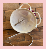 Cream and Purple Flower Mesh Hat Fascinator with Crocodile Hair Clip and Hairband Attachment