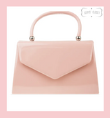 Patent Envelope Tote Bag with Single Top Handle and Detachable Shoulder Chain - Pink