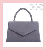 Suede Effect Envelope Tote Bag with Single Top Handle and Detachable Shoulder Chain - Charcoal