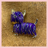 Gold Plated and Enamel Cheeky Little Dog - Purple