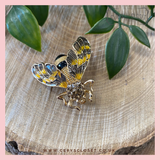 Gold Plated, Enamel and Crystal Encrusted Bee Brooch
