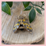 Gold Plated, Enamel and Crystal Encrusted Bee Brooch