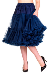 50s Vintage Supersoft Rock n Roll Rockabilly Petticoat Skirt 26" Navy With Petticoat Bag