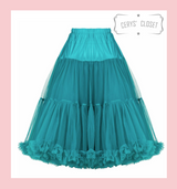 50s Vintage Supersoft Rock n Roll Rockabilly Petticoat Skirt 26" With Petticoat Bag Teal