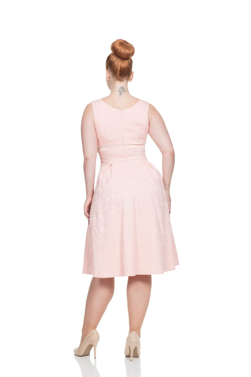SALE 1950s Vintage Style Lace Effect Occasion Dress - Peach - Cerys' Closet