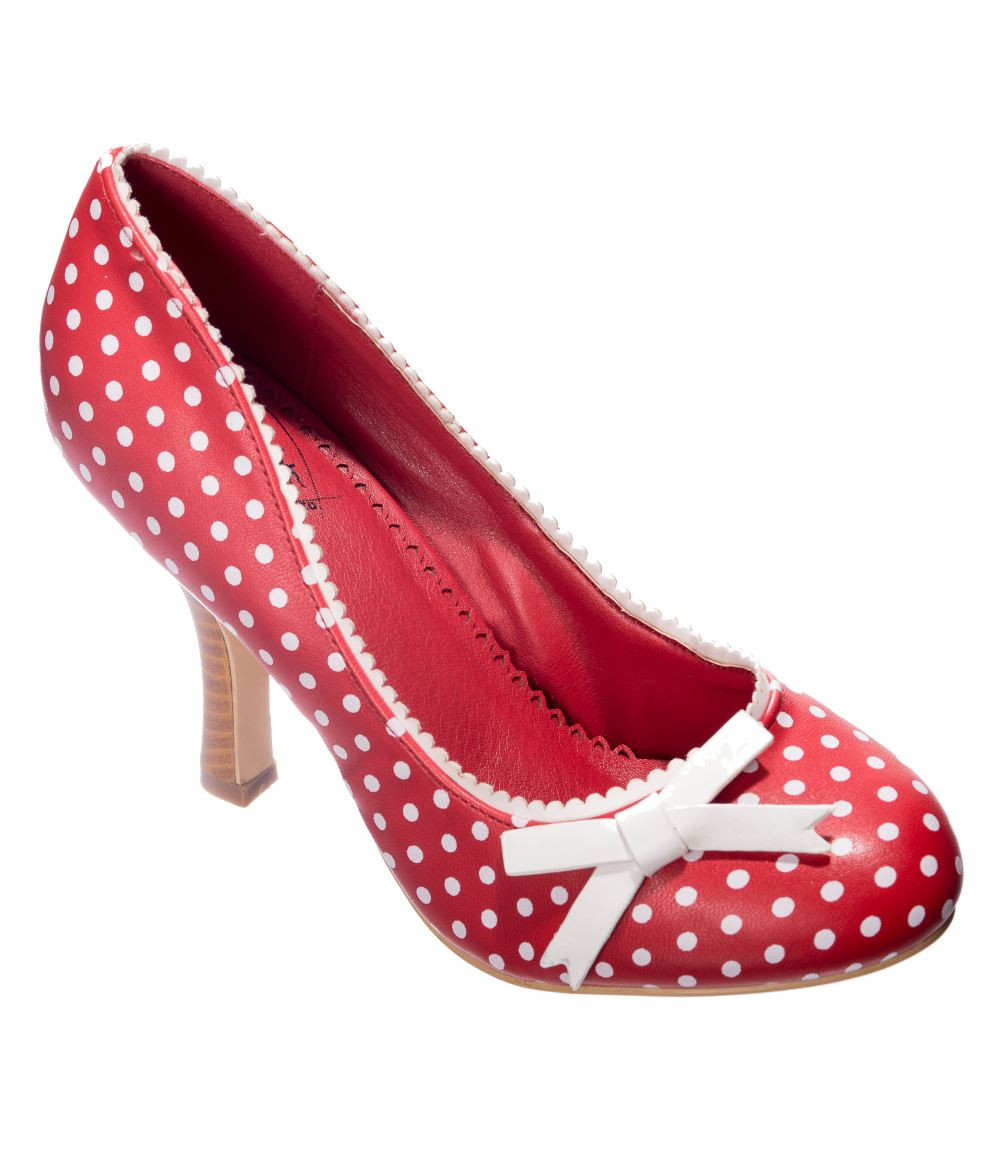 red polka dot pumps