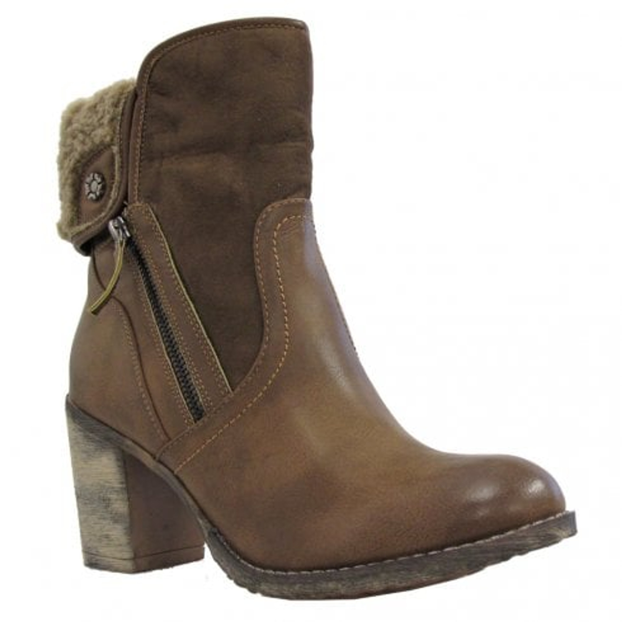 brown high heel leather boots