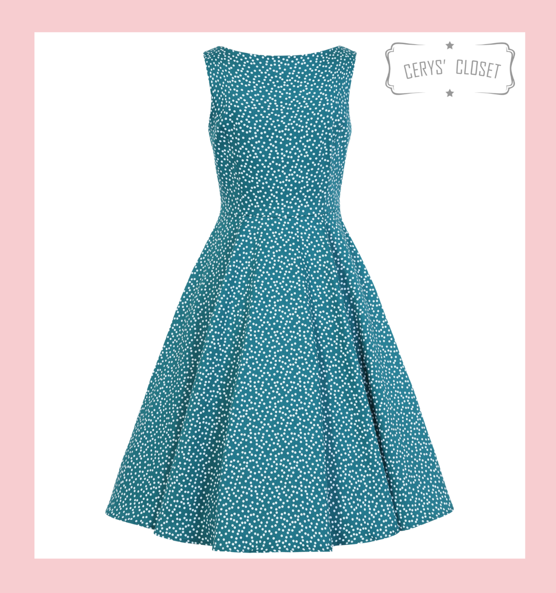 Teal Green Swing Coat, Hearts and Roses London