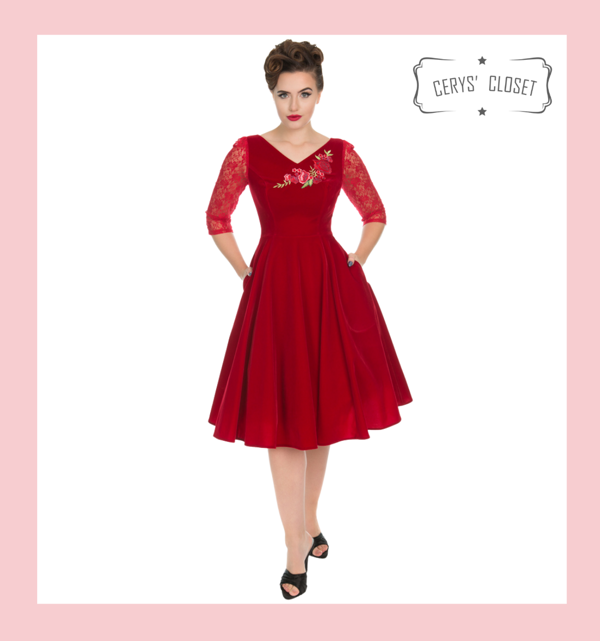 red lace vintage dress