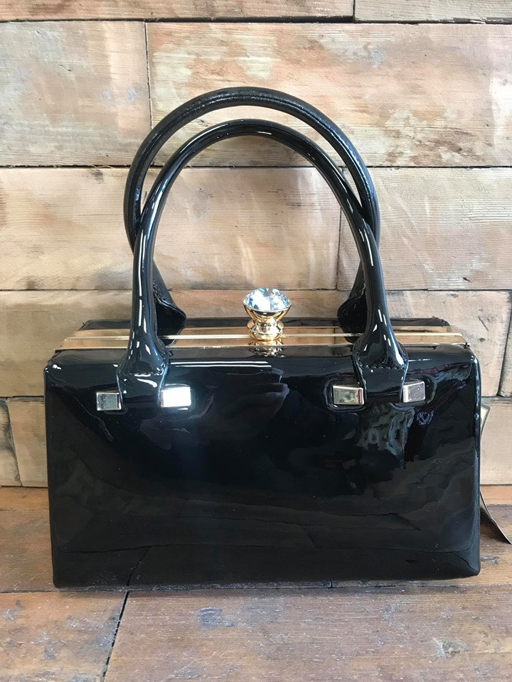 black patent handbags