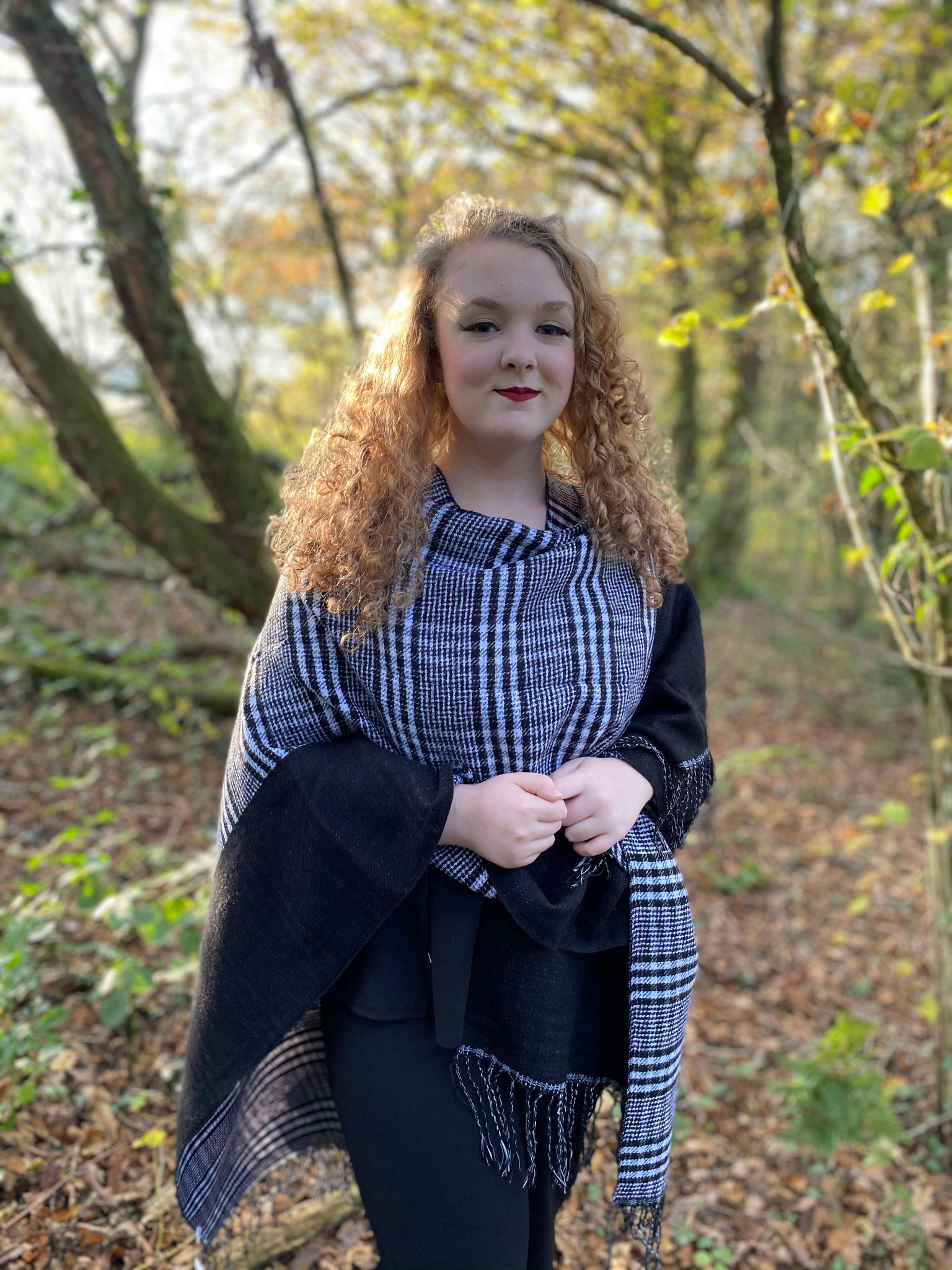 Reversible Gingham Poncho Cape Wrap - Black & White - Cerys' Closet