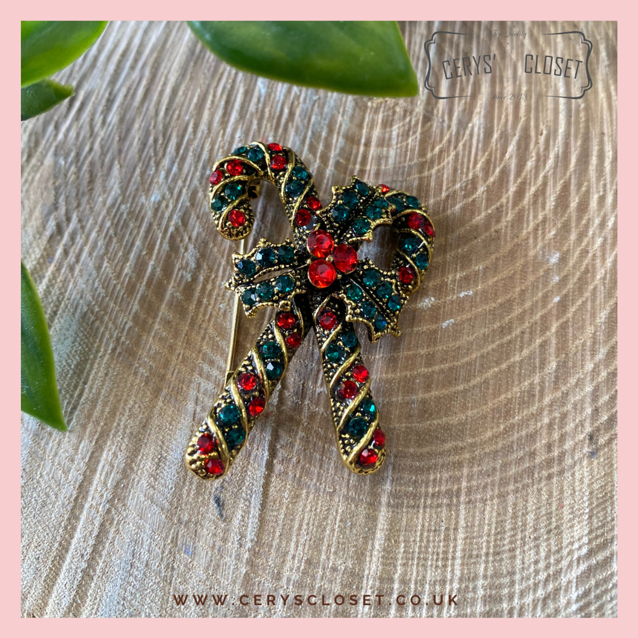 Wrapables Christmas Crystal Rhinestone Brooch Pin Candy Canes