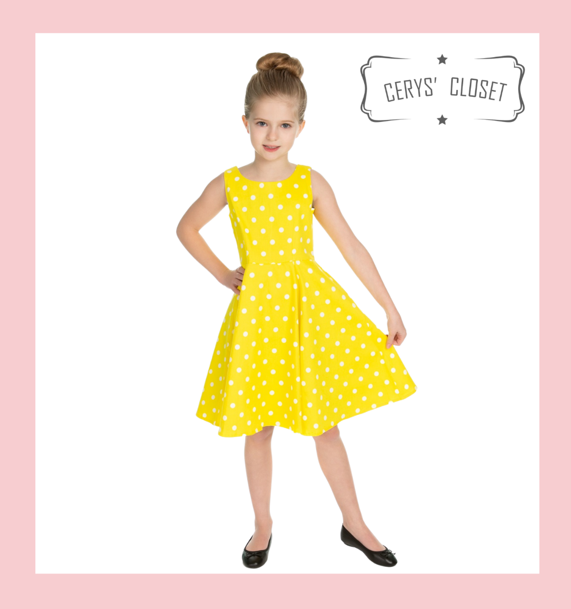 Kids yellow polka dot dress Clearance