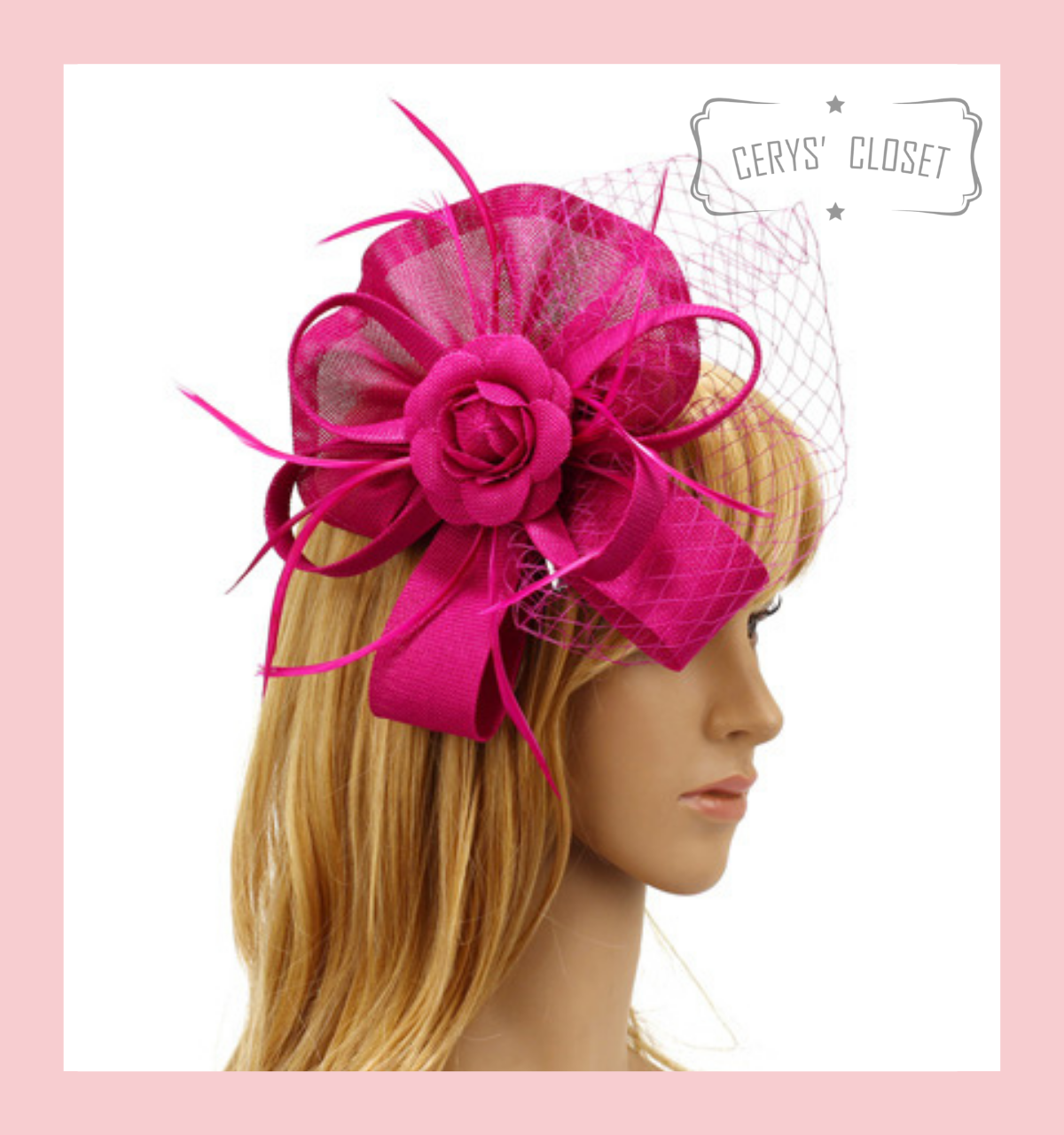 Purple Feather and Flower Mesh Hat 