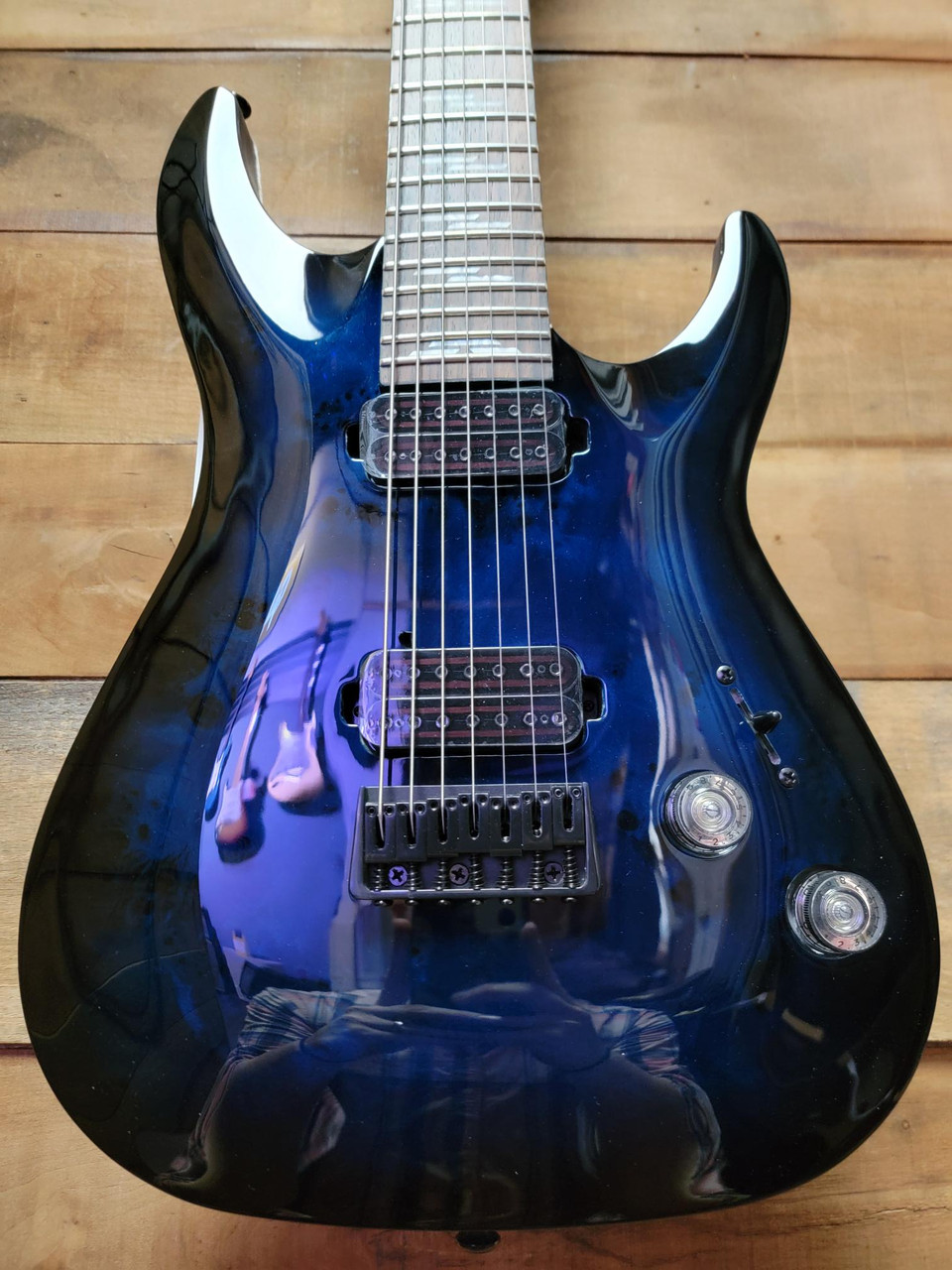 Schecter Guitar Research Omen Elite-7 - See-Thru Blue Burst