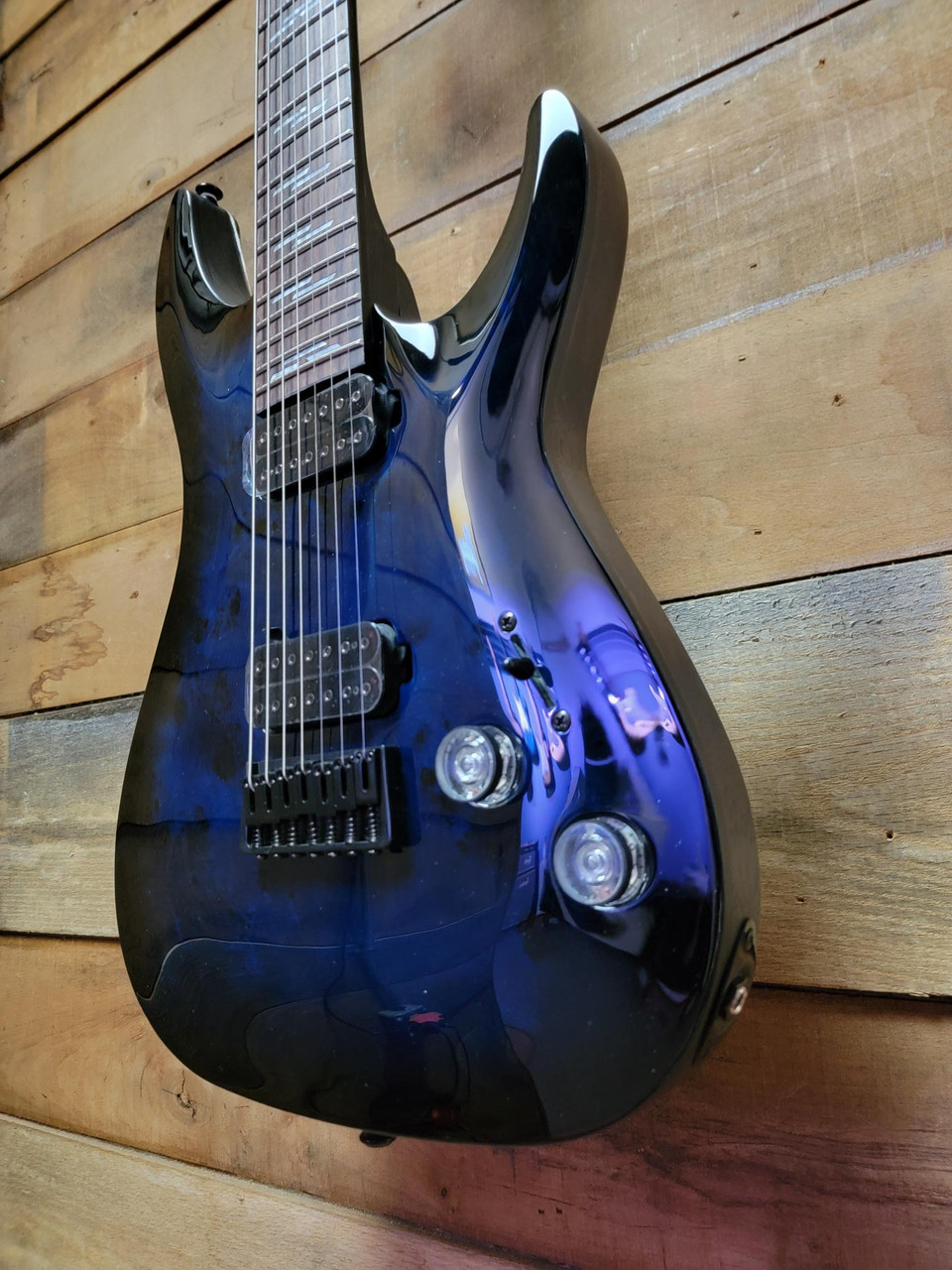 Schecter Guitar Research Omen Elite-7 - See-Thru Blue Burst