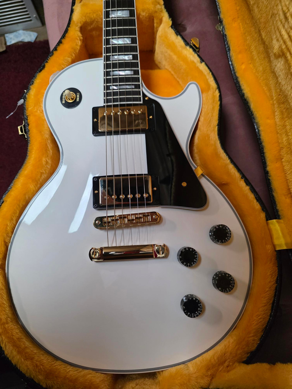 ギター Les Paul Custom Alpine White Gibson Custom Les Paul Custom Electric Guitar - Alpine White