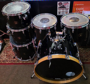 Early 1980's Gretsch USA Custom Monster Plus Square Badge "Collins" 6-Piece Shell Kit Black Nitron