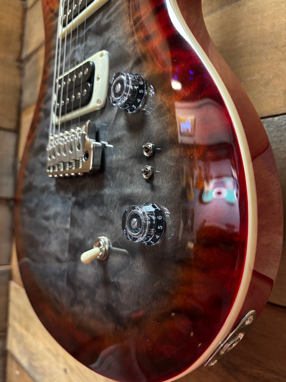 PRS SE Custom 24-08 Quilt Charcoal Cherry Burst w/bag
