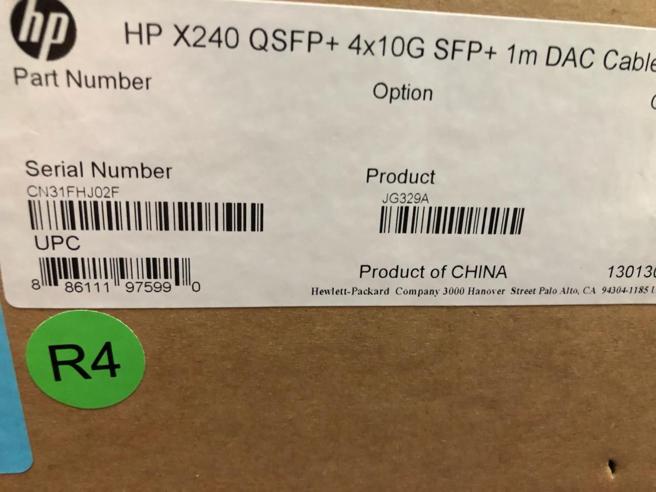 Hp X240 Qsfp+ 4x10g Sfp 1.0m Direct Attach Copper-ImageSpareParts.com