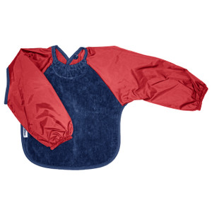 Navy Red Towel Long Sleeve Bib