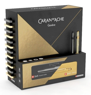 Caran d'Ache Ballpoint Pen, Gold with Gold Slim Box, 1 Count 