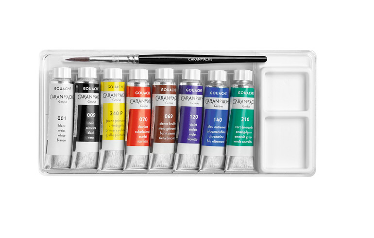 Gouache Studio 10ML Tube Assort. 8pcs. Plastic Box   |  2001.408