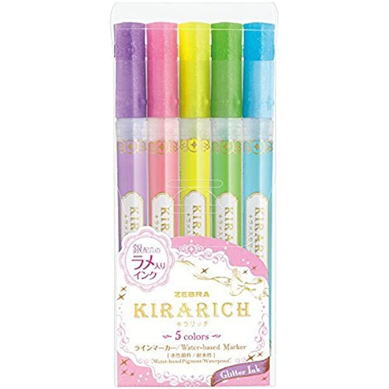 Wholesale Kirarich Glitter Highlighter Assorted 5 PK