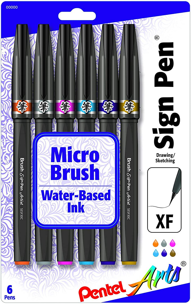 NEW Pentel Ultra Fine Brush Sign Pen Artist 12 Colors Set 