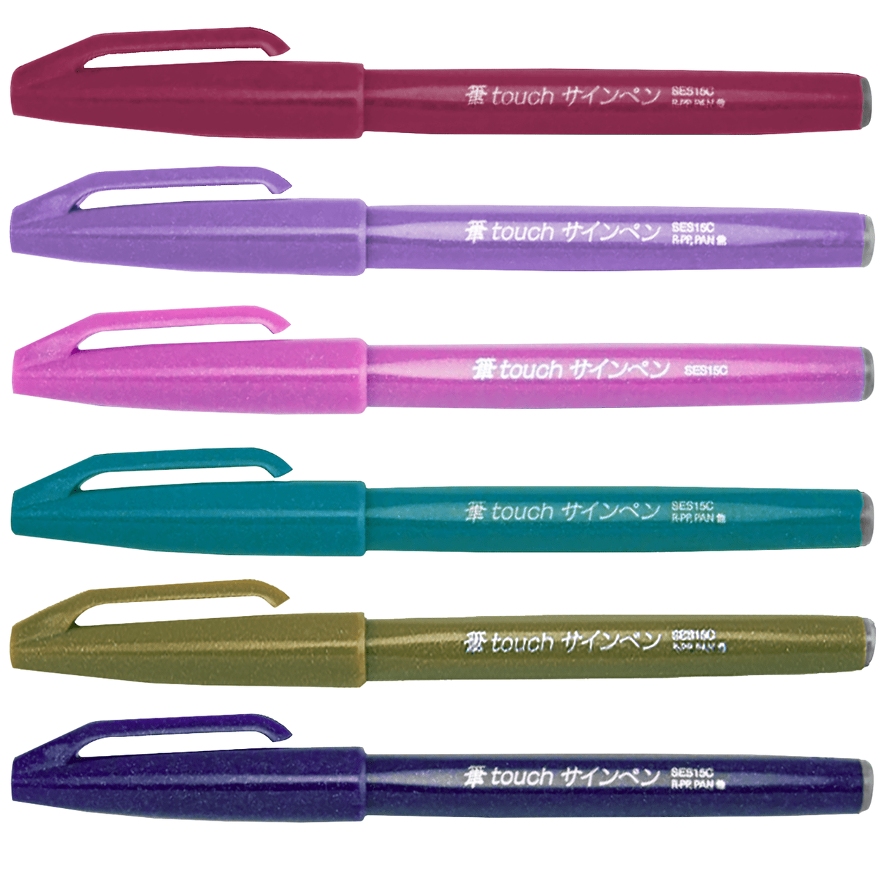 Pentel Fude Touch Sign Pen, Red, Felt Pen Like Brush Stroke (SES15C-B)