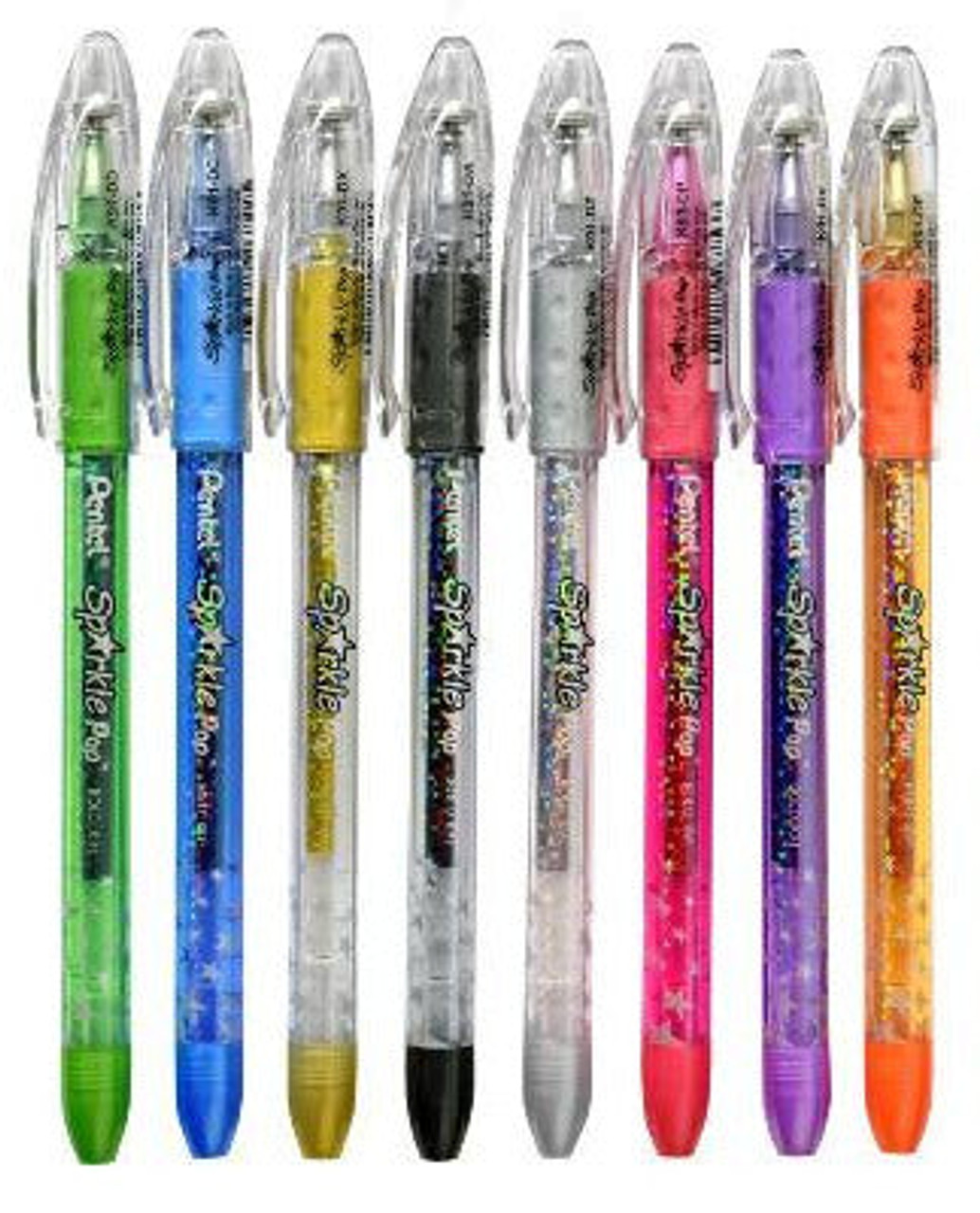 8ct Pentel Sparkle Pop Metallic GEL Pens Black Green Purple Orange Blue Pin  for sale online