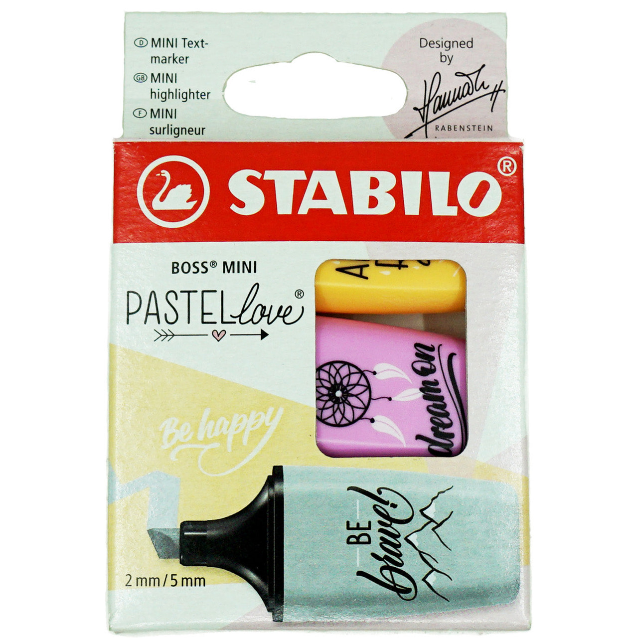 STABILO BOSS MINI HIGHLIGHTERS - PACK OF 3, PINK , BLUE & YELLOW