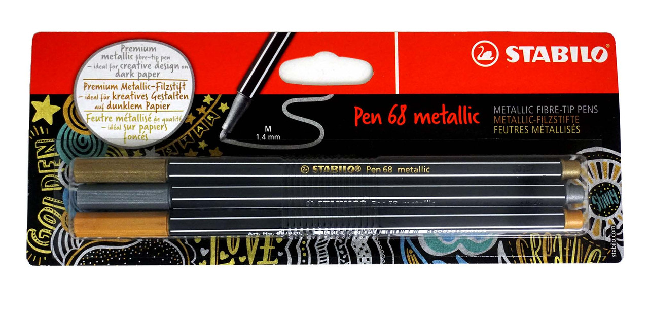 Stabilo Pen 68 Metallic Marker Gold, Silver & Copper Set of 3